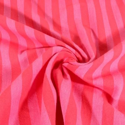 Tissu Coton rayé fil teint Rouge - Par 10 cm