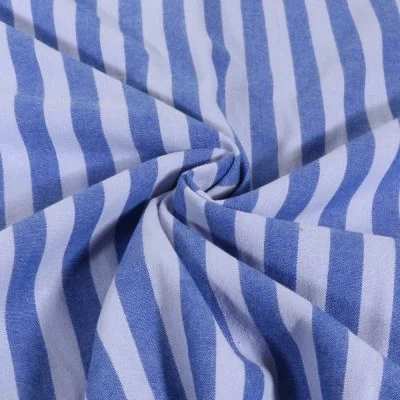 Tissu Coton rayé fil teint Bleu - Par 10 cm