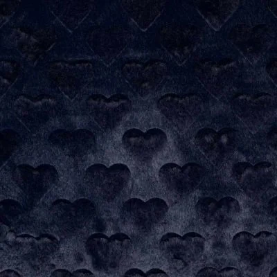 Tissu Fausse fourrure cœurs Elena uni bleu nuit - Par 10 cm