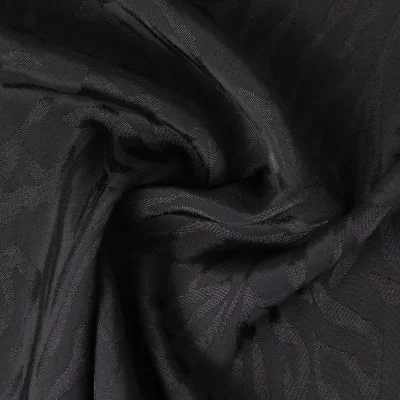 Tissu Jacquard de Viscose Auréa feuilles uni Noir - Par 10 cm