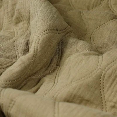 Tissu Double gaze Matelassée réversible uni Kaki - Par 10 cm