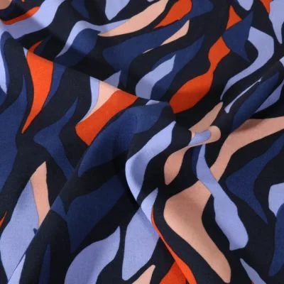 Tissu Viscose lenzing EcoVero Flammes Tropicales sur fond Noir - Par 10 cm