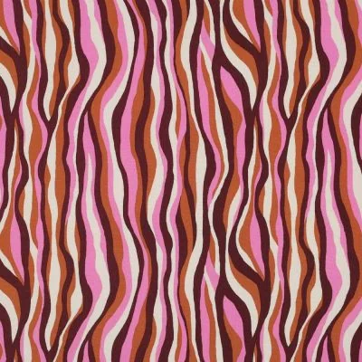Tissu Viscose Zébré tons rose sur fond Pourpre - Par 10 cm