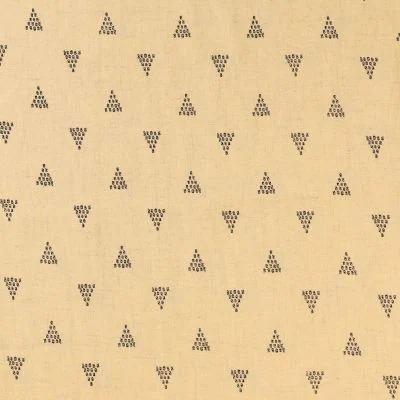 Tissu Lin Viscose Triangles Noirs sur fond Jaune paille - Par 10 cm