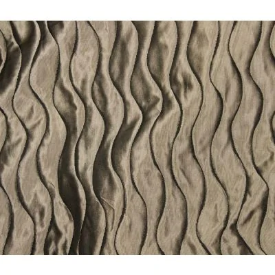 Tissu Jacquard gauffré Rayures ondulées sur fond Beige - Par 10 cm