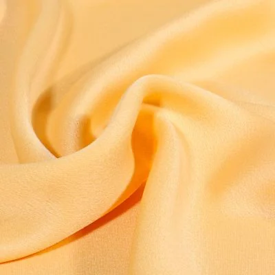 Tissu Crêpe satin mat Jaune curcuma - Par 10 cm