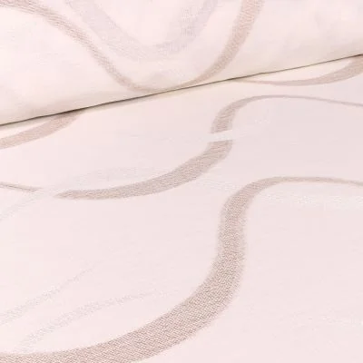 Tissu Voilage grande largeur Ondulations taupe sur fond Ecru - Par 10 cm