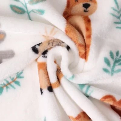 Tissu Doudou Savane Douce sur fond Blanc - Par 10 cm