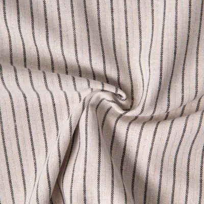 Tissu Coton Lin Viscose lurex rayures sur fond Naturel - Par 10 cm