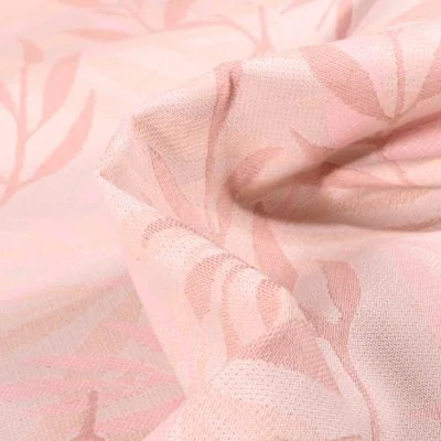 Tissu Jacquard Bamboo sur fond Rose nude - Par 10 cm