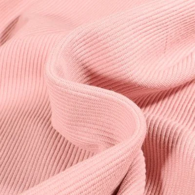 Tissu Jersey côtelé Ottoman uni  Rose pâle - Par 10 cm