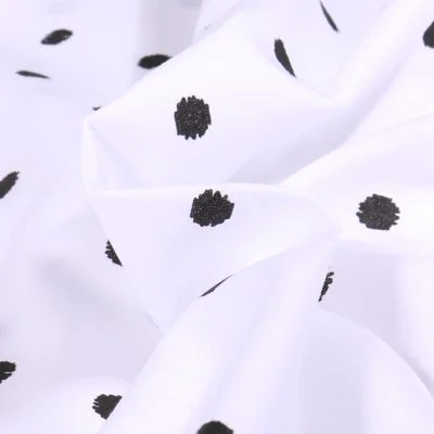 Tissu Coton imprimé Dots black sur fond Blanc - Par 10 cm