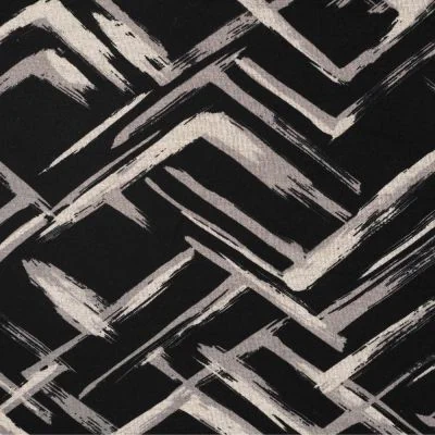 Tissu Jersey Milano Chevrons gris beige sur fond Noir - Par 10 cm