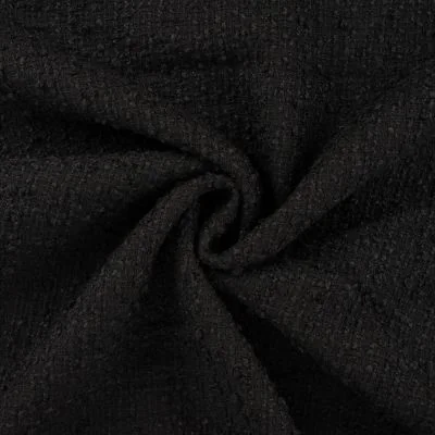 Tissu Bouclette Coco uni Noir - Par 10 cm