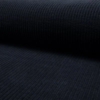 Tissu  maille chenille côtelé Bleu marine - Par 10 cm
