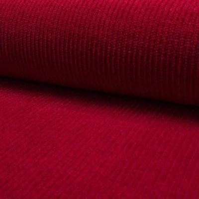 Tissu  maille chenille côtelé Rouge - Par 10 cm