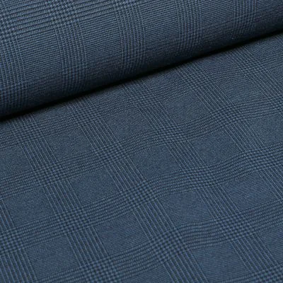 Tissu Bengaline Ecossais sur fond Bleu - Par 10 cm