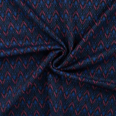Tissu Milano imprimé Motifs fuschia et bleu sur fond Noir - Par 10 cm