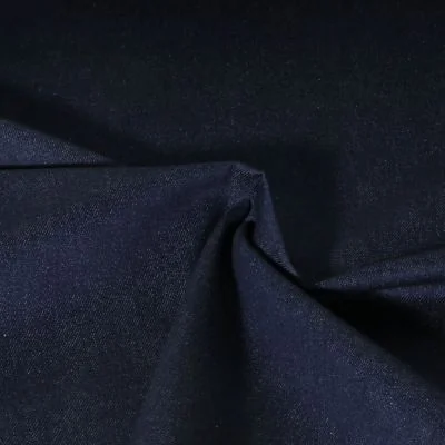 Tissu Jeans Denim Nims uni Bleu marine - Par 10 cm