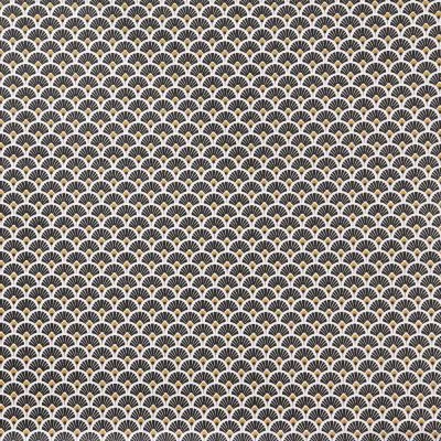 Tissu Coton Imprimé Arty Eventails Noirs - Par 10 cm