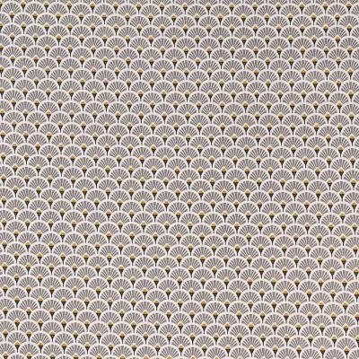Tissu Coton Imprimé Arty Eventails Gris - Par 10 cm