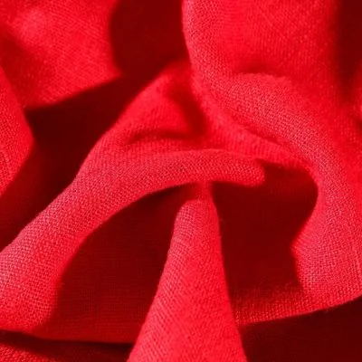 Tissu Lin lavé d&#039;ameublement Rouge - Par 10 cm