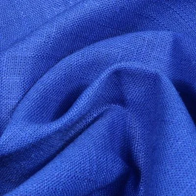 Tissu Ramie Lin uni Bleu roi - Par 10 cm