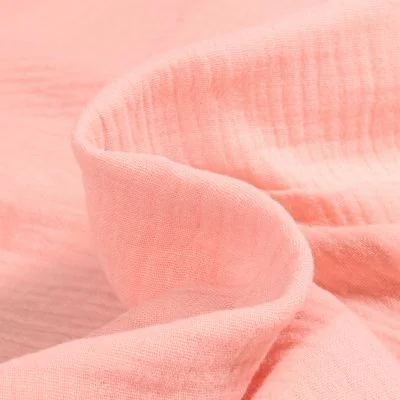 Tissu Double gaze de coton uni Rose pastel - Par 10 cm