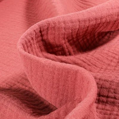 Tissu Double gaze Bois de rose - Par 10 cm