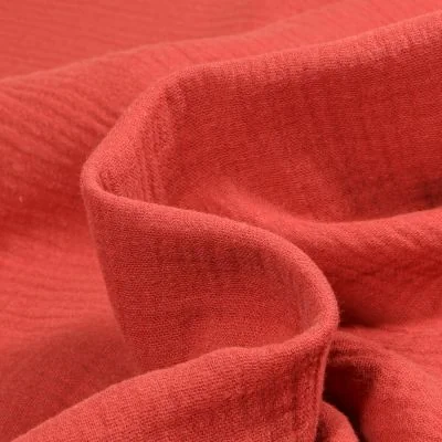 Tissu Double gaze de coton uni Terre de Sienne - Par 10 cm