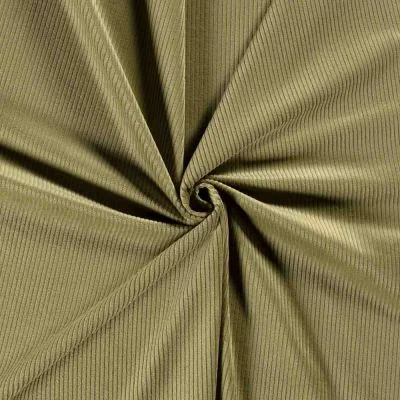 Tissu Velours Côtelé  Ribelle uni Vert kaki - Par 10 cm