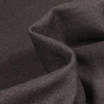 Tissu Viscose Lin uni Noir - Par 10 cm