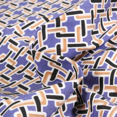 Tissu Bengaline Chains sur fond Violet - Par 10 cm