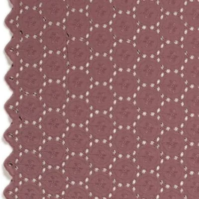 Tissu Coton brodé ajouré uni Vieux rose - Par 10 cm