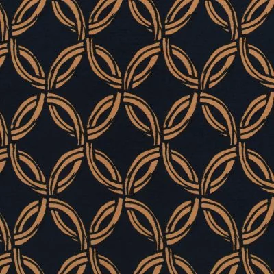 Tissu Crêpe de Viscose Circles sur fond Bleu marine - Par 10 cm