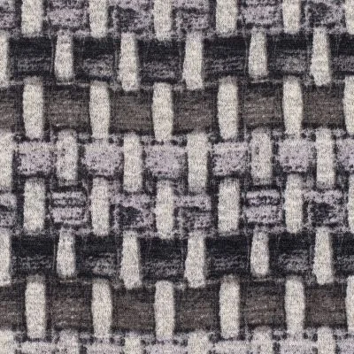 Tissu Maille Jersey Motif Abstrait sur fond Gris - Par 10 cm