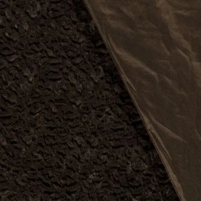 Tissu Fausse fourrure long poils relief Marron - Par 10 cm