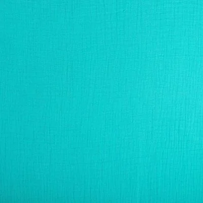 Tissu Double gaze de coton uni Turquoise  - Par 10 cm