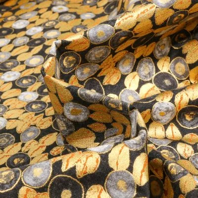 Tissu Gustav Klimt Grains dorés sur fond Noir - Par 10 cm