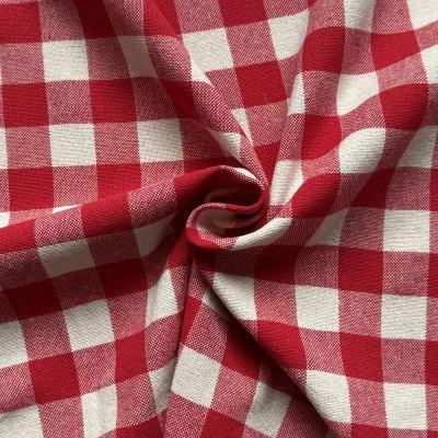 Tissu Coton d&#039;ameublement Celestin Carreaux Rouge - Par 10 cm