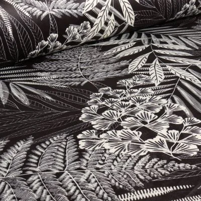 Tissu Velours d&#039;ameublement tout doux Fantasy sur fond Noir - Par 10 cm
