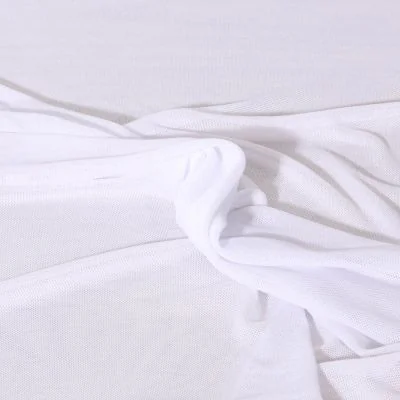 Tissu Tulle  extensible ultra-doux uni Blanc - Par 10 cm
