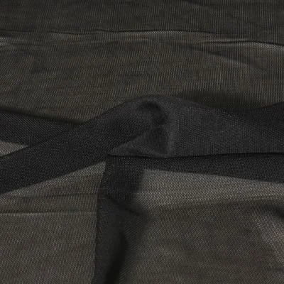 Tissu Tulle extensible ultra-doux uni Noir - Par 10 cm