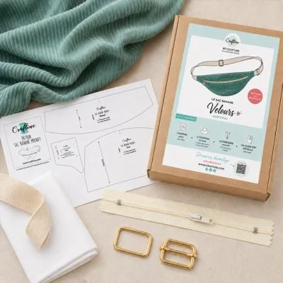 Kit Couture Craftine Sac Banane Moondy Velours Vert d';eau